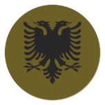 Olive Albanian Eagle Round Stickers