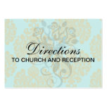 olive green and aqua blue fleur damask business card template