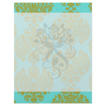 olive green and aqua blue fleur damask