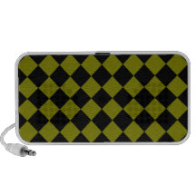 Olive Green and Black Diagonal Chequerboard Design Mini Speaker