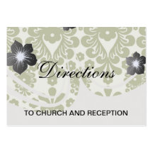 olive green and cream floral damask pattern business cards