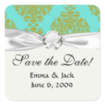 olive green and tiffany fleur damask sticker