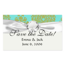 olive green and tiffany fleur damask rectangle sticker