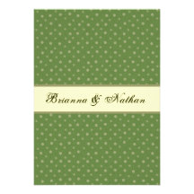 Olive Green & Cream Polka Dots Wedding Invitation