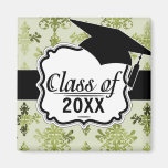 olive green distressed damask magnets