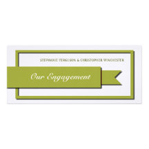 Olive Green Ribbon Engagement Custom Invitation
