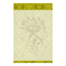 olive greens formal damask pattern stationery paper