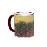 Olive Grove, Orange Sky by Vincent van Gogh mugs