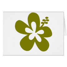 olive hibiscus aloha flower card
