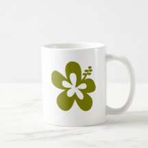 olive hibiscus aloha flower coffee mugs