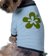 olive hibiscus aloha flower doggie tee shirt