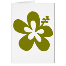 olive hibiscus aloha flower greeting card