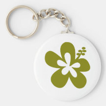 olive hibiscus aloha flower key chain