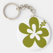 olive hibiscus aloha flower keychain