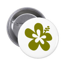 olive hibiscus aloha flower pinback button