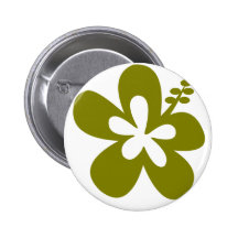 olive hibiscus aloha flower pinback buttons