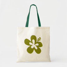 olive hibiscus aloha flower tote bags