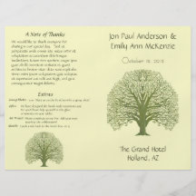 Olive Oak Wood Grain Tree Wedding Program Flyer Design
