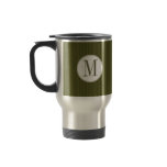 Olive Pinstripe Single Monogram Mug