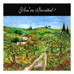OLIVE TREES IN TUSCANY, green black Custom Invitation