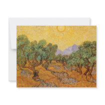 Olive Trees w Yellow Sky, Sun by Vincent van Gogh