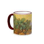 Olive Trees w Yellow Sky, Sun by Vincent van Gogh mugs