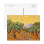 Olive Trees w Yellow Sky, Sun by Vincent van Gogh postcards