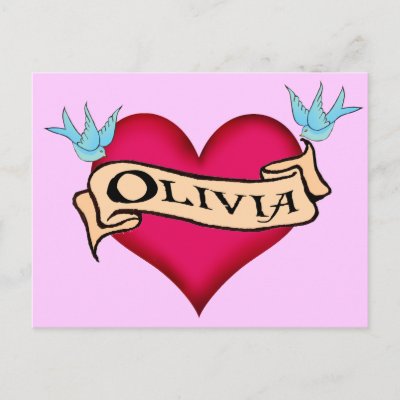 Custom Postcards on Olivia   Custom Heart Tattoo T Shirts   Gifts Buttons By