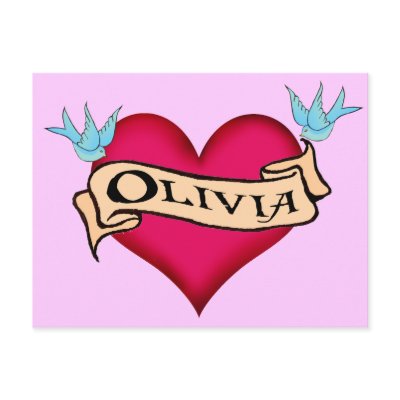 Custom Postcards on Olivia Custom Heart Tattoo T Shirts Gifts Buttons By