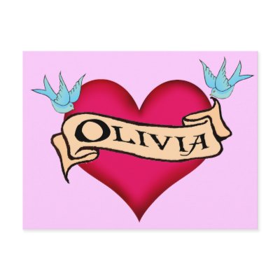 Custom Postcards on Olivia   Custom Heart Tattoo T Shirts   Gifts Buttons By