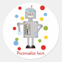 Ollie The Robot Round Stickers
