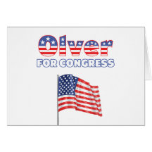 Olver for Congress Patriotic American Flag Card