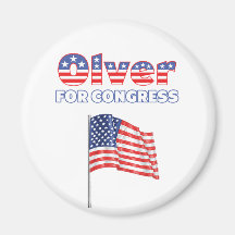 Olver for Congress Patriotic American Flag Fridge Magnet