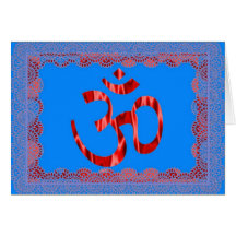 Om blue hindu greeting card