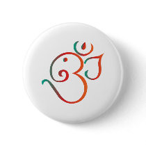 Om-ganpati-green-orange Pinback Buttons