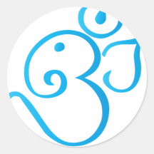 Om-ganpati-turqoise Round Sticker