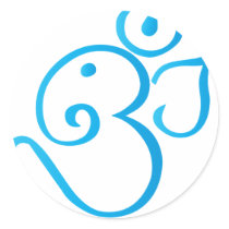 Om-ganpati-turqoise Round Sticker