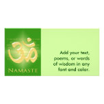 Om in Green & Gold - Namaste photo cards
