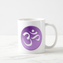 Om, in Purple and White Mugs