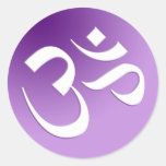Om, in Purple and White Round Sticker