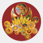 Om Lotus | dark red Round Sticker