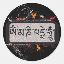 Om Mani Padme Hum Grubge Round Stickers
