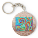 OM Mantra on Golden Jewel Base Art keychains
