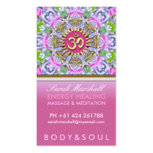 OM Yoga Energy Healing Pink Sparkle Business Cards