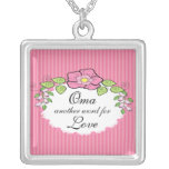 Oma Love  Grandparent Necklace Floral Frame