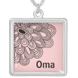 Oma Necklace Trendy Black Flower on Pink