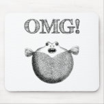 OMG Cute and Funny Blowfish Illustration Mousepad