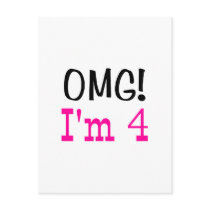 OMG I'm 4 (pink) Post Card