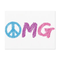 omg peace sign postcard