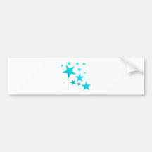 OMG STARS!!! TURQ/WHT BUMPER STICKERS